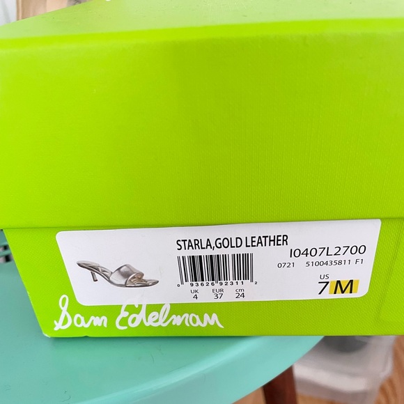 Sam Edelman Starla Mule Heel NWT NIB gold leather pillow heel - Picture 5 of 6
